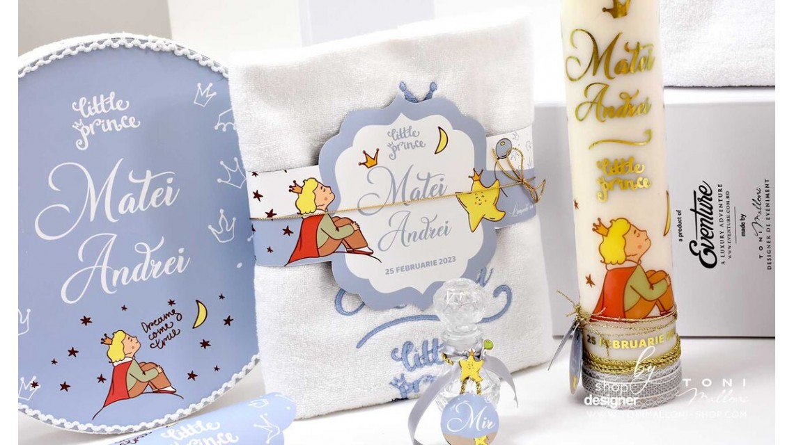 Trusou de botez cu broderie personalizata pentru baieti, Micul print, Le petit prince  16